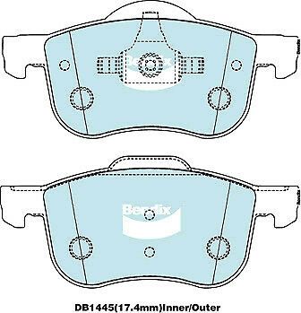 Brake Disc Pad Set  Bendix DB1445 HD For MAZDA VOLVO 6 S60 V70 XC70