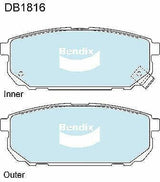 Brake Disc Pad Set Rear Bendix DB1816 4WD For KIA SORENTO BL 2.5L 3.3L 3.5L 3.8L