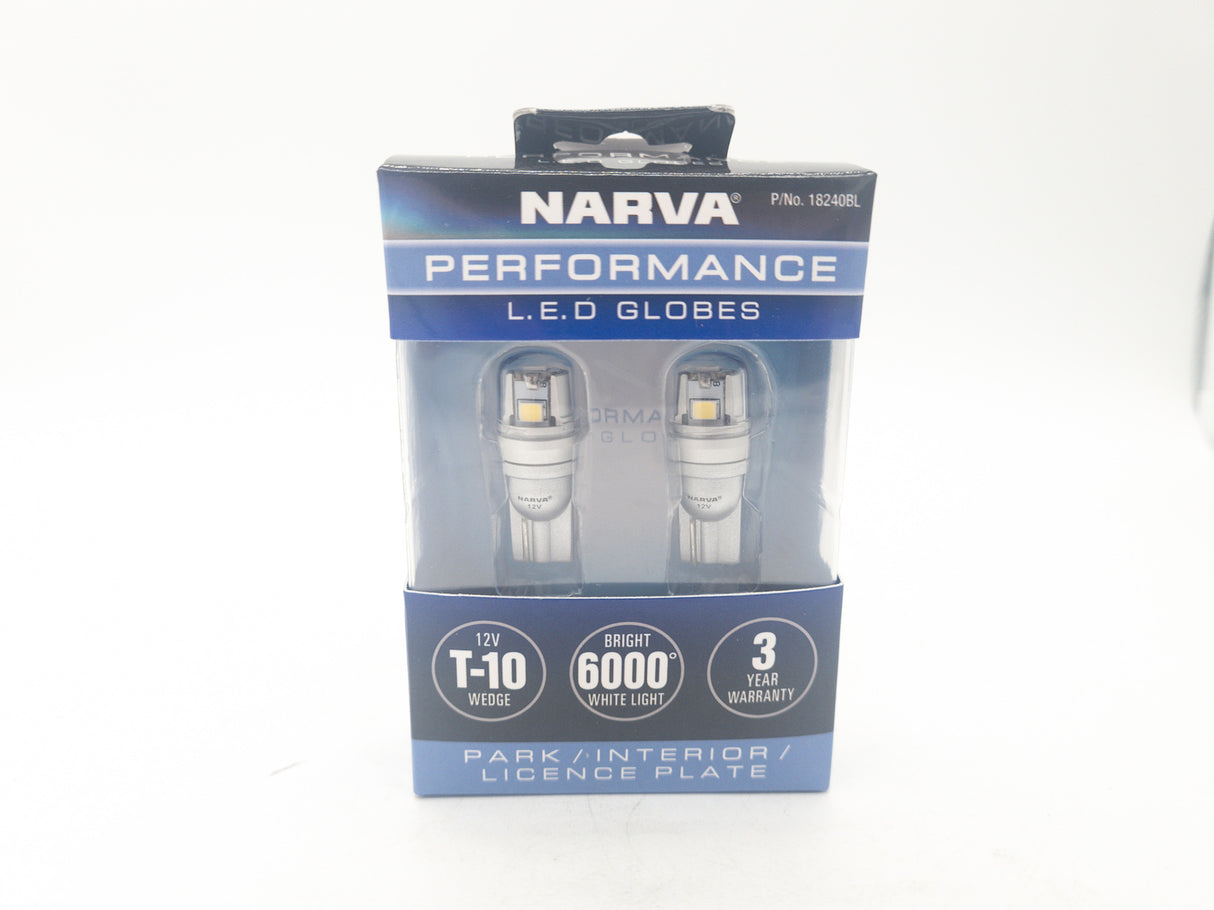 Led Globes 12V T10 Wedge Pair (2) Narva 18240BL