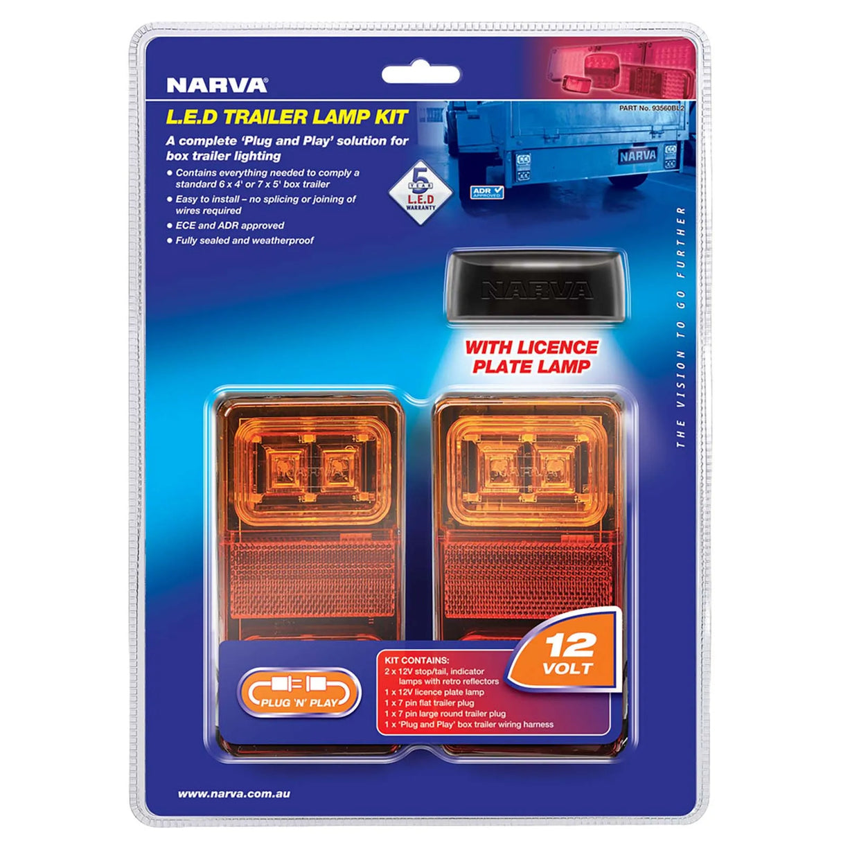 LED Box Trailer taillamp Kit Narva 93560BL2 12V Mdl35