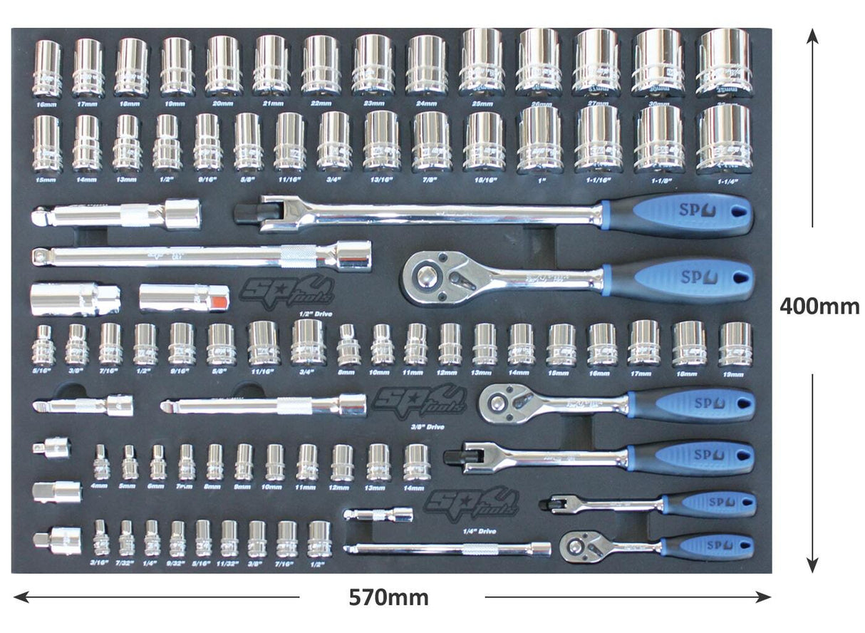 SP Tools Eva ToolKit 84 Piece Metric/SAE Socket & Accessories SP50004
