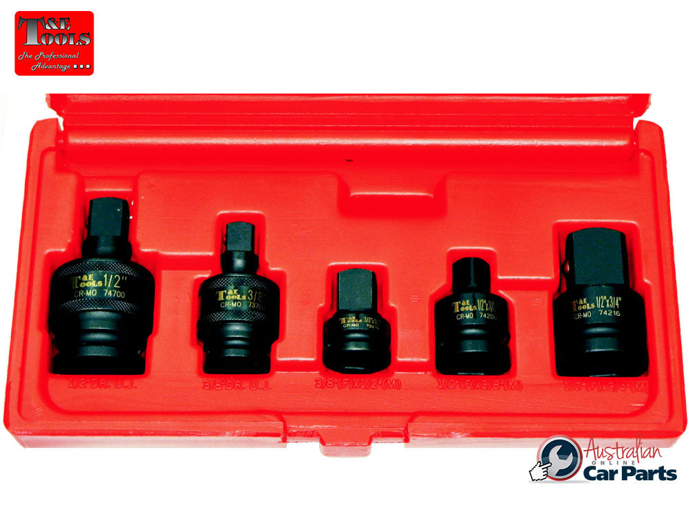 T &E Tools 5 Piece Impact Adaptor & Universal Joint Set 79400
