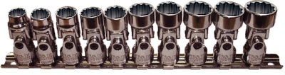 10 Piece 3/8" Drive Metric Universal Sockets (12 Point) T&E Tools 93810