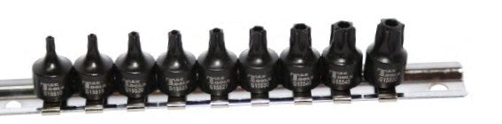 Impact Sockets Set 1/4"Drive Stubby Tamper Torx-r T10 - T50 9 Piece T&E Tools S92809